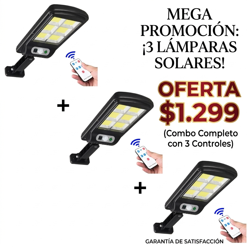 SOLARSAVE® LÁMPARA SOLAR Con Sensor y Control Remoto 🔥OFERTA 3 X 1.299