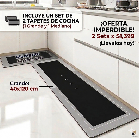 HOME™ Set de Tapetes de Cocina y Baño Super Absorbentes 🔥OFERTA 4 X 1.399