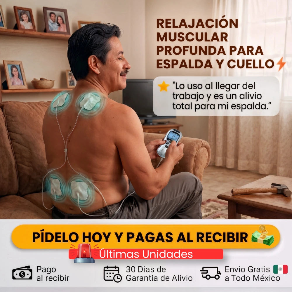 Masajeador TENS uso real espalda